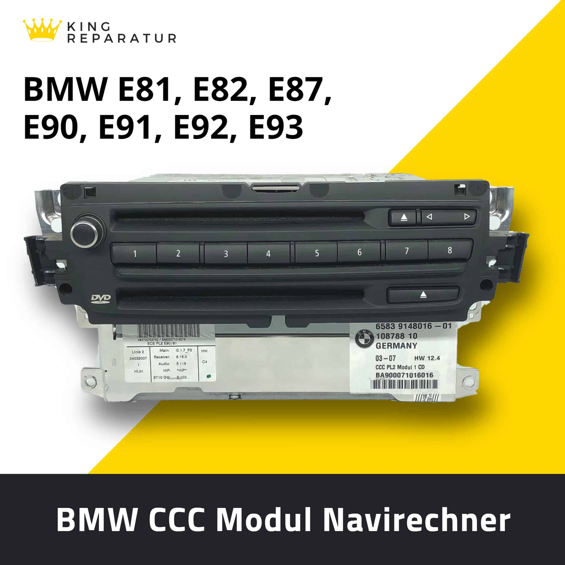BMW CCC Reparatur Navi E60 E61 E90 E91 E92 E70 E87 E63 auch LCI bei Defekt 